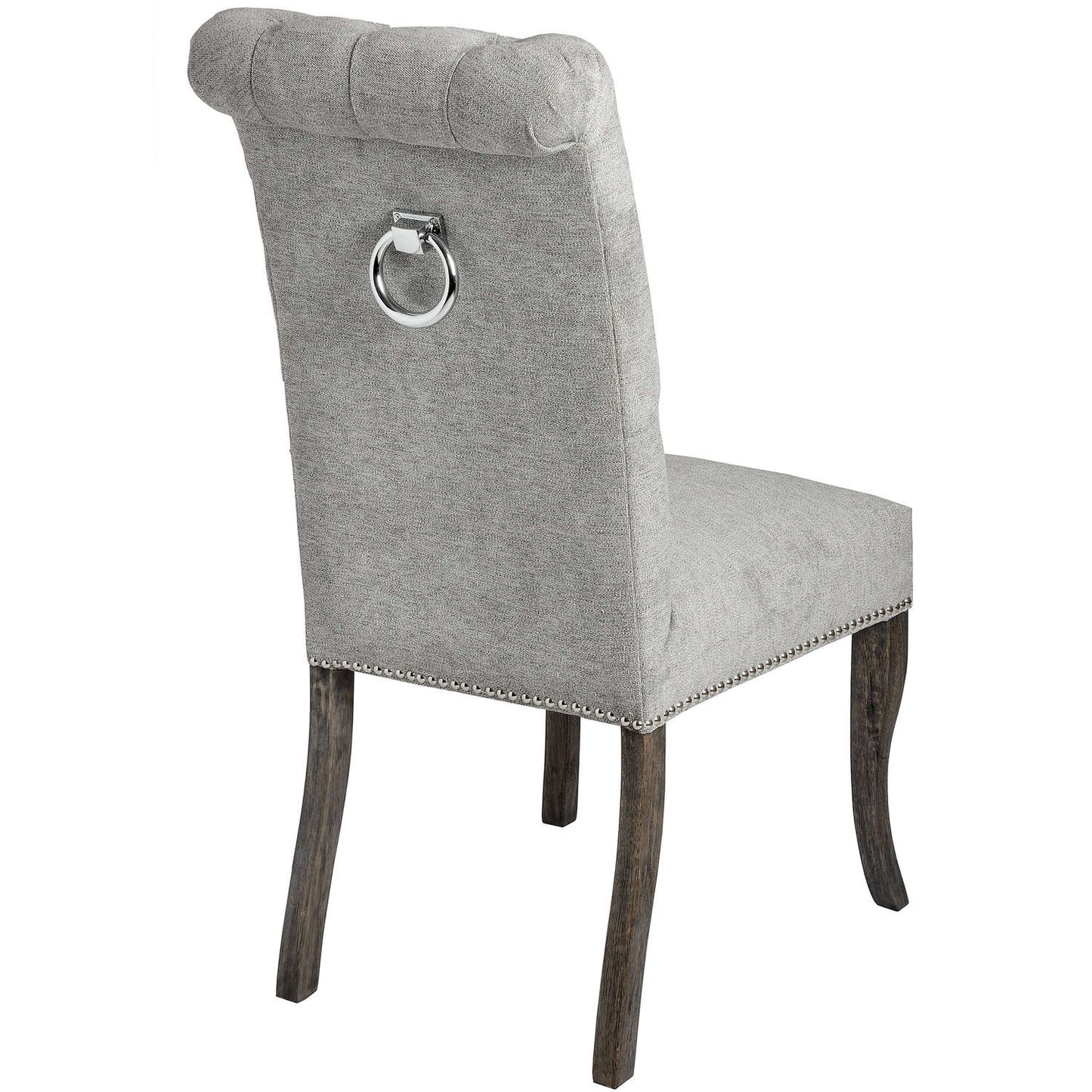 The Tate Silver Roll Top Dining Chair With Ring Pull