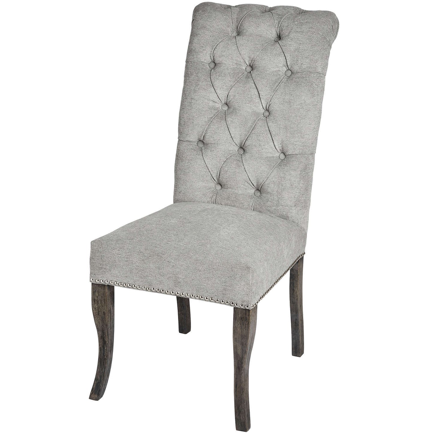 The Tate Silver Roll Top Dining Chair With Ring Pull