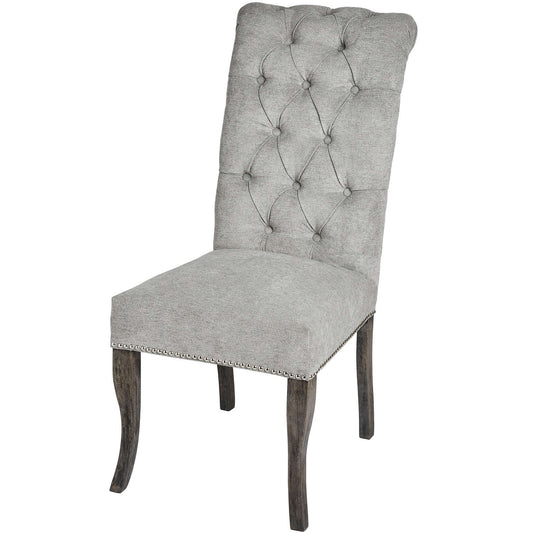 The Tate Silver Roll Top Dining Chair With Ring Pull