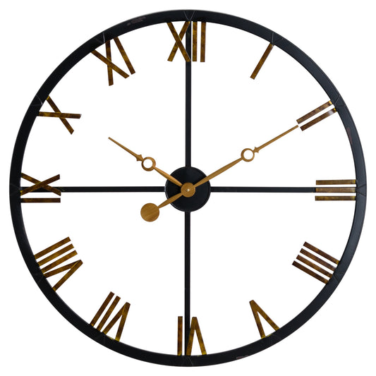 Black And Gold Skeleton Station Clock