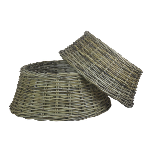 Large Split Kubu grey rattan Christmas Tree Skirt, Willow tree skirt. Christmas Tree Decorations